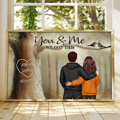 Personalized Couple Poster You & Me In Forest, Custom Names Art, Romantic Wall Decor, Unique Gift For Boyfriend, Girlfriend Or Spouse