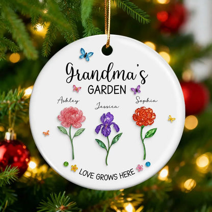 Grandma’s Garden Ceramic Ornament — Love Grows Here, a Beautiful Gift Full of Blooming Memories