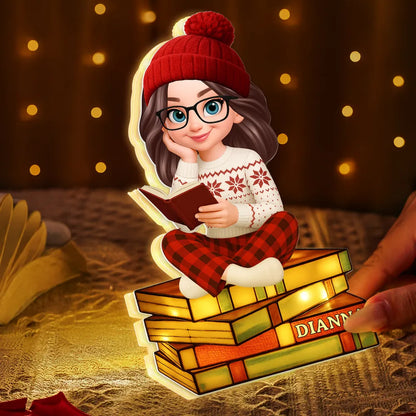 Acrylic Light Box with Reading Girl Design | Cozy Home Decor, Perfect Gift for Book Lovers