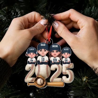 Personalized Baseball Family Acrylic Ornament for Christmas Tree, Heartwarming Decor, Unique Gift for Parents and Kids