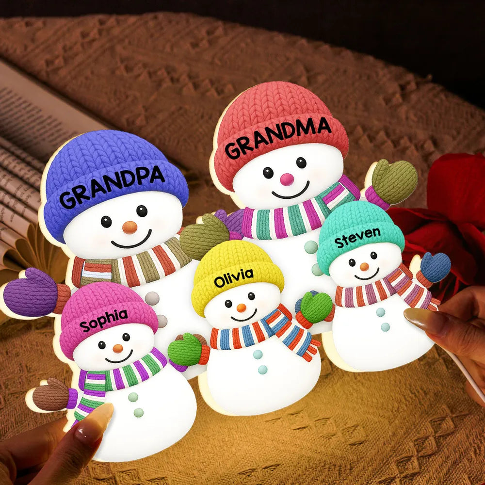 Acrylic Light Box with Snowman Family Scene | Cozy Christmas Atmosphere, Gift-Ready for Loved Ones