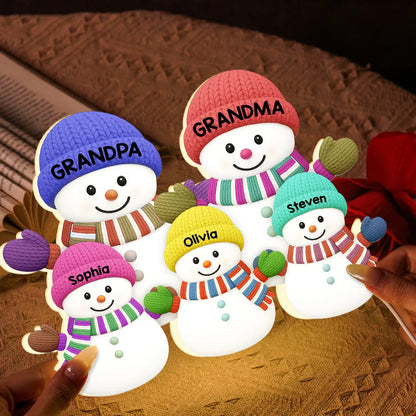 Acrylic Light Box with Snowman Family Scene | Cozy Christmas Atmosphere, Gift-Ready for Loved Ones