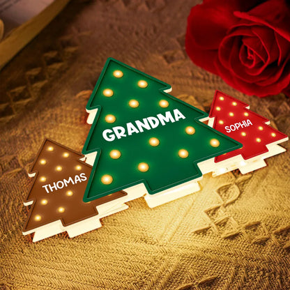 Christmas Tree Acrylic Light Box – Personalized Holiday Gift for Grandma and Family
