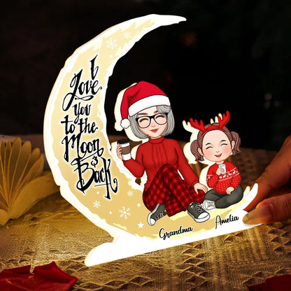 Grandma and Granddaughter Heartwarming Moonlight Lamp, Customizable Love Quote Light Box