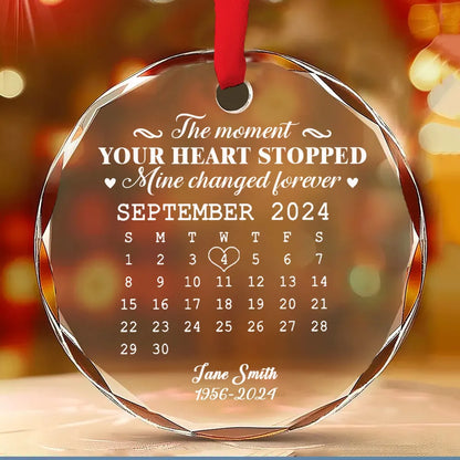 🌟 Eternal Keepsake: Personalized Crystal Calendar Ornament | Engrave Your "Moment The World Stopped" or Beloved's Name & Date