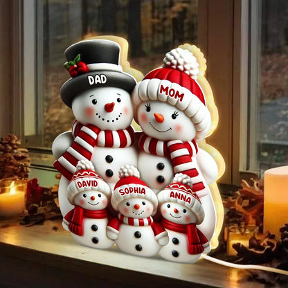 Snowman Family Acrylic Light Box – Cozy Christmas Décor, Heartwarming Gift for Grandparents