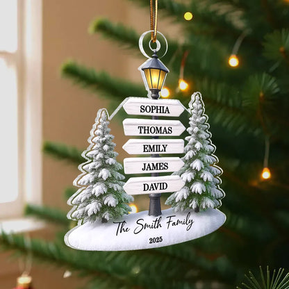 Family Name Tree Sign Acrylic Ornament – Personalized Christmas Decoration