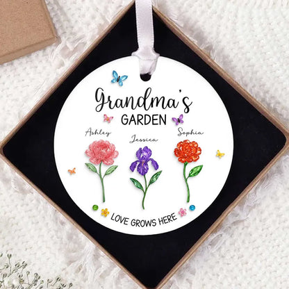 Grandma’s Garden Ceramic Ornament — Love Grows Here, a Beautiful Gift Full of Blooming Memories