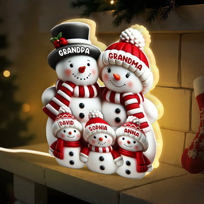 Snowman Family Acrylic Light Box – Cozy Christmas Décor, Heartwarming Gift for Grandparents