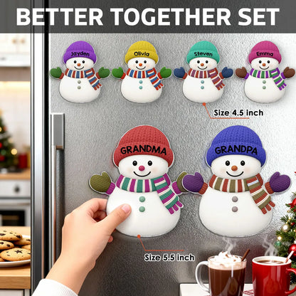 Acrylic Fridge Magnet Snowman Family Set | Festive Holiday Decoration, Perfect Gift for Grandparents and Family