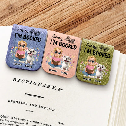 Personalized Leather Magnetic Bookmark, Humorous Design with Cute Illustration, Ideal Book Companion