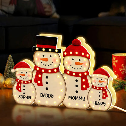 Personalized Snowman Acrylic Light Box, festive LED warm glow for holiday mantel or bedroom, creative keepsake gift for Parents & Kids