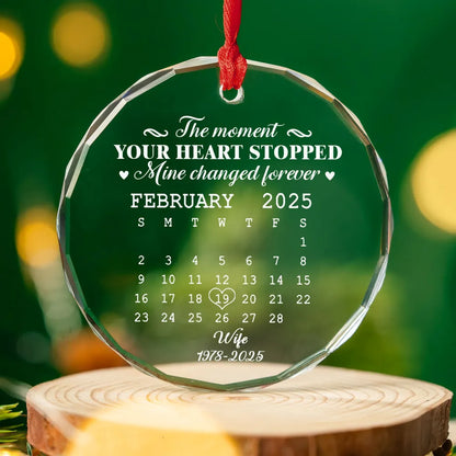 🌟 Eternal Keepsake: Personalized Crystal Calendar Ornament | Engrave Your "Moment The World Stopped" or Beloved's Name & Date