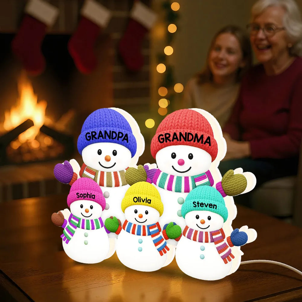 Acrylic Light Box with Snowman Family Scene | Cozy Christmas Atmosphere, Gift-Ready for Loved Ones