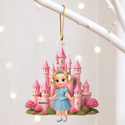 Princess Castle Acrylic Ornament – Personalized Christmas Gift for Little Girls