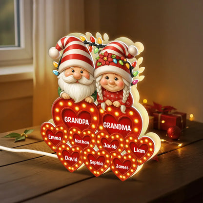 Grandparents Acrylic Light Box – Personalized Christmas Decoration with Grandkids’ Names, Clear and Collectible Gift