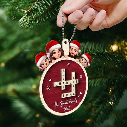 Personalized Family Scrabble Game 2-Layer Wooden Ornament – Custom Christmas Decoration