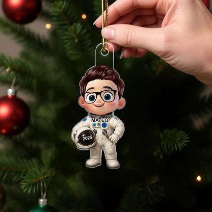 Personalized Firefighter Kid Acrylic Ornament – Christmas Gift for Boys