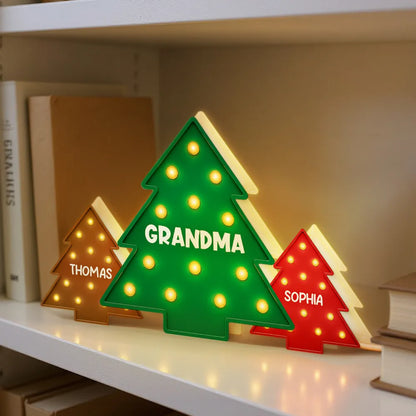 Christmas Tree Acrylic Light Box – Personalized Holiday Gift for Grandma and Family