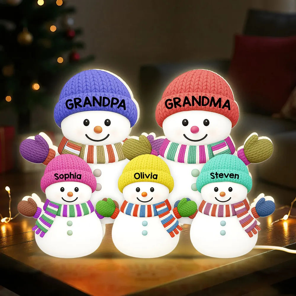 Acrylic Light Box with Snowman Family Scene | Cozy Christmas Atmosphere, Gift-Ready for Loved Ones