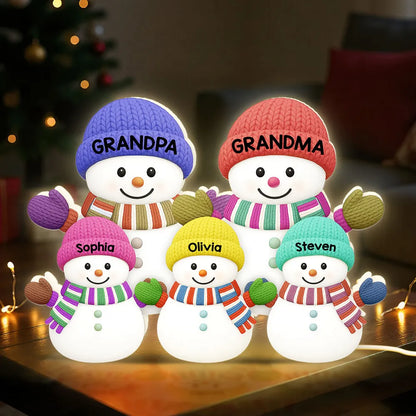 Acrylic Light Box with Snowman Family Scene | Cozy Christmas Atmosphere, Gift-Ready for Loved Ones