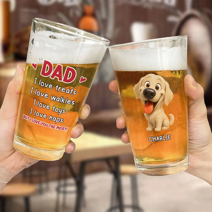 Dog-Themed Beer Glass for Dad – Cute Illustration Design, Heartwarming Gift for Father’s Day