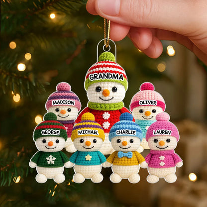 Acrylic Ornament with Snowman Family Design | Clear Printing & Premium Texture, Perfect Gift for Family & Christmas Tree Decoration