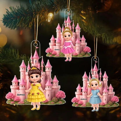 Princess Castle Acrylic Ornament – Personalized Christmas Gift for Little Girls