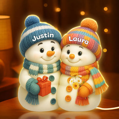 Snowman Couple Acrylic Light Box – Cozy Winter Glow, Perfect Gift for Lovers & Christmas Décor