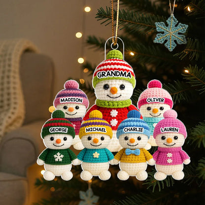 Acrylic Ornament with Snowman Family Design | Clear Printing & Premium Texture, Perfect Gift for Family & Christmas Tree Decoration