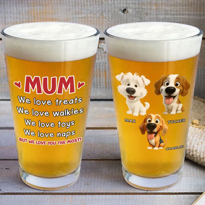 Dog-Themed Beer Glass for Dad – Cute Illustration Design, Heartwarming Gift for Father’s Day