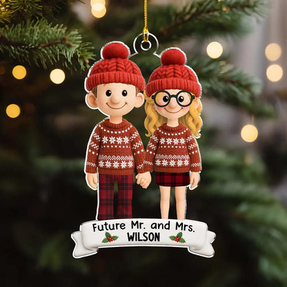 Christmas Acrylic Ornament with Couple Holding Hands, A Perfect Gift for Engagement Celebration