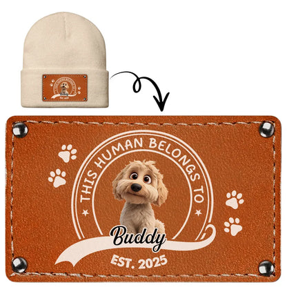 Leather Patch Beanie Hat with Dog Design, Cozy Warmth and Perfect Gift for Pet-Loving Families