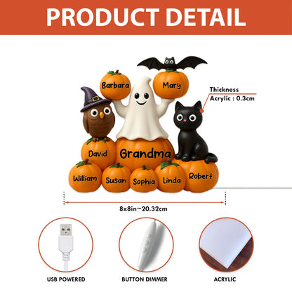 Halloween Pumpkin Acrylic Light Box – Spooky Ghost & Cat Design, High-Clarity Collectible Gift for Families