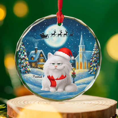 Christmas Cat Ornament, Personalized Design, Pet Lover Gift