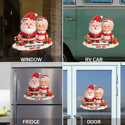 Sticker Decal with Christmas Couple Santa Design, High Clarity, Fun Gift for Holiday Decoration