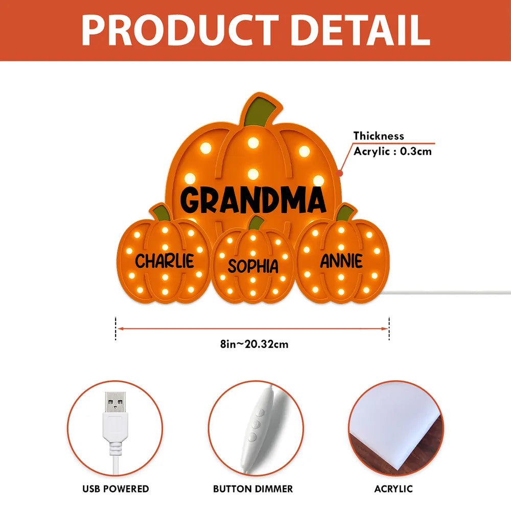 Acrylic Light Box with Pumpkin Design, Grandma-Inspired Theme and Perfect Holiday Gift