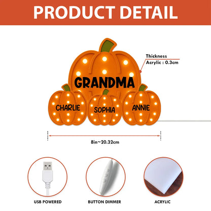 Acrylic Light Box with Pumpkin Design, Grandma-Inspired Theme and Perfect Holiday Gift