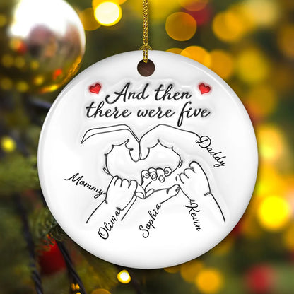 Personalized Ceramic Ornament for Parents – Hand Heart Family Sketch, Christmas Tree Decoration, Sentimental Unique Gift