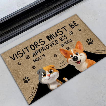 Custom Doormat with Cat & Dog Cartoon Design for Pet Lovers