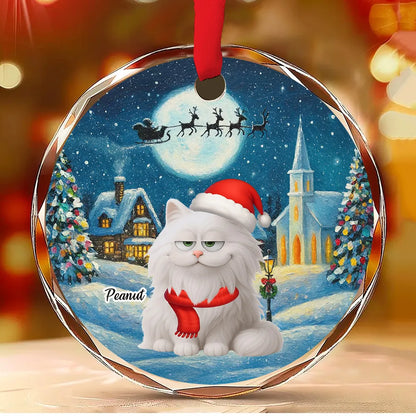 Christmas Cat Ornament, Personalized Design, Pet Lover Gift