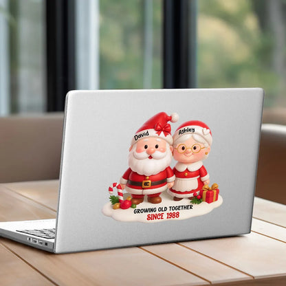 Sticker Decal with Christmas Couple Santa Design, High Clarity, Fun Gift for Holiday Decoration