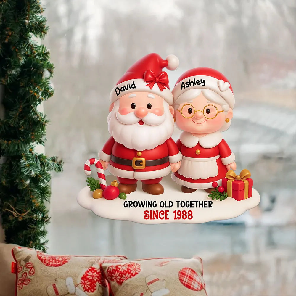 Sticker Decal with Christmas Couple Santa Design, High Clarity, Fun Gift for Holiday Decoration
