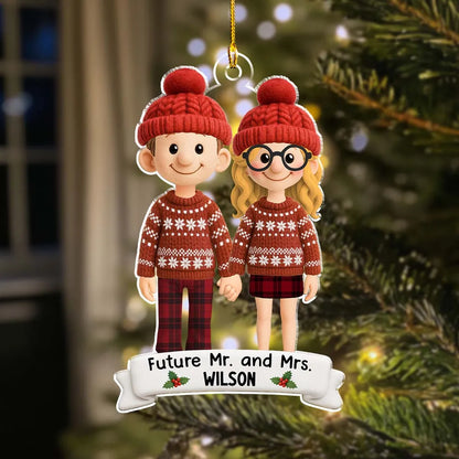 Christmas Acrylic Ornament with Couple Holding Hands, A Perfect Gift for Engagement Celebration