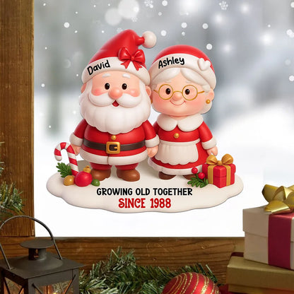 Sticker Decal with Christmas Couple Santa Design, High Clarity, Fun Gift for Holiday Decoration