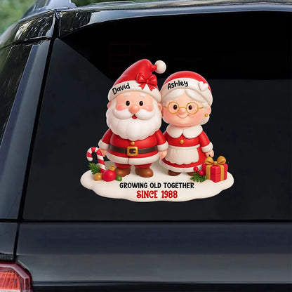 Sticker Decal with Christmas Couple Santa Design, High Clarity, Fun Gift for Holiday Decoration