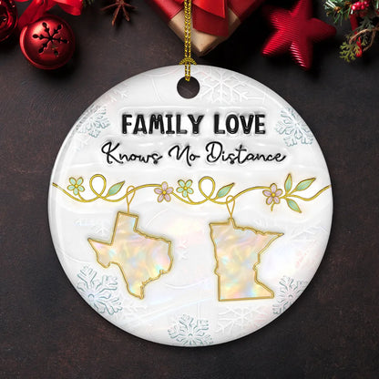 Round Ceramic Ornament with Family Love Theme, Christmas Keepsake, Gift-Ready Holiday Accent