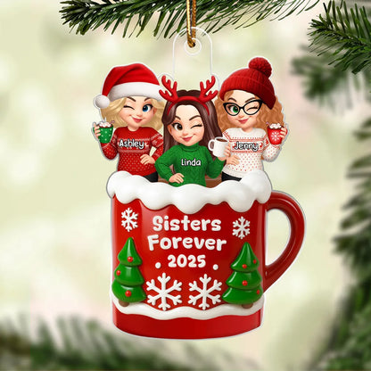 Acrylic Ornament with Besties Forever Christmas Theme, High Clarity, Perfect Gift for Friends