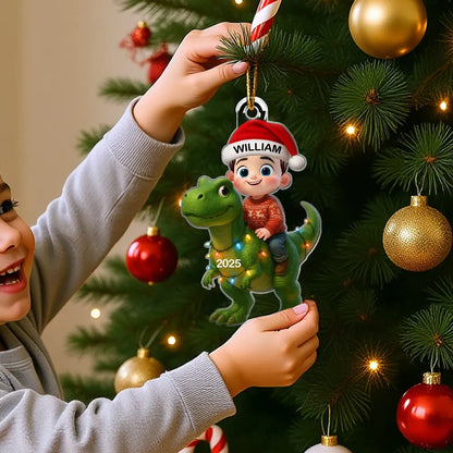 Acrylic Ornament Featuring Kid and Dinosaur Theme, Refined Texture, Perfect Collectible Gift for Children