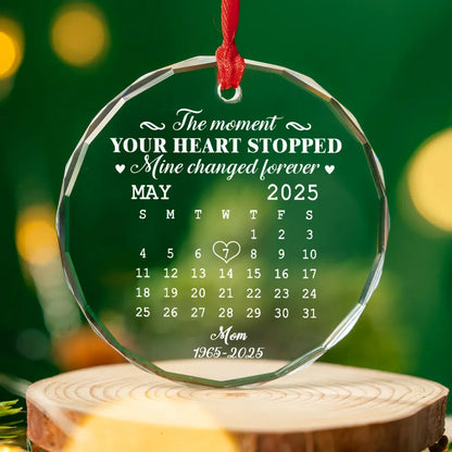 🌟 Eternal Keepsake: Personalized Crystal Calendar Ornament | Engrave Your "Moment The World Stopped" or Beloved's Name & Date